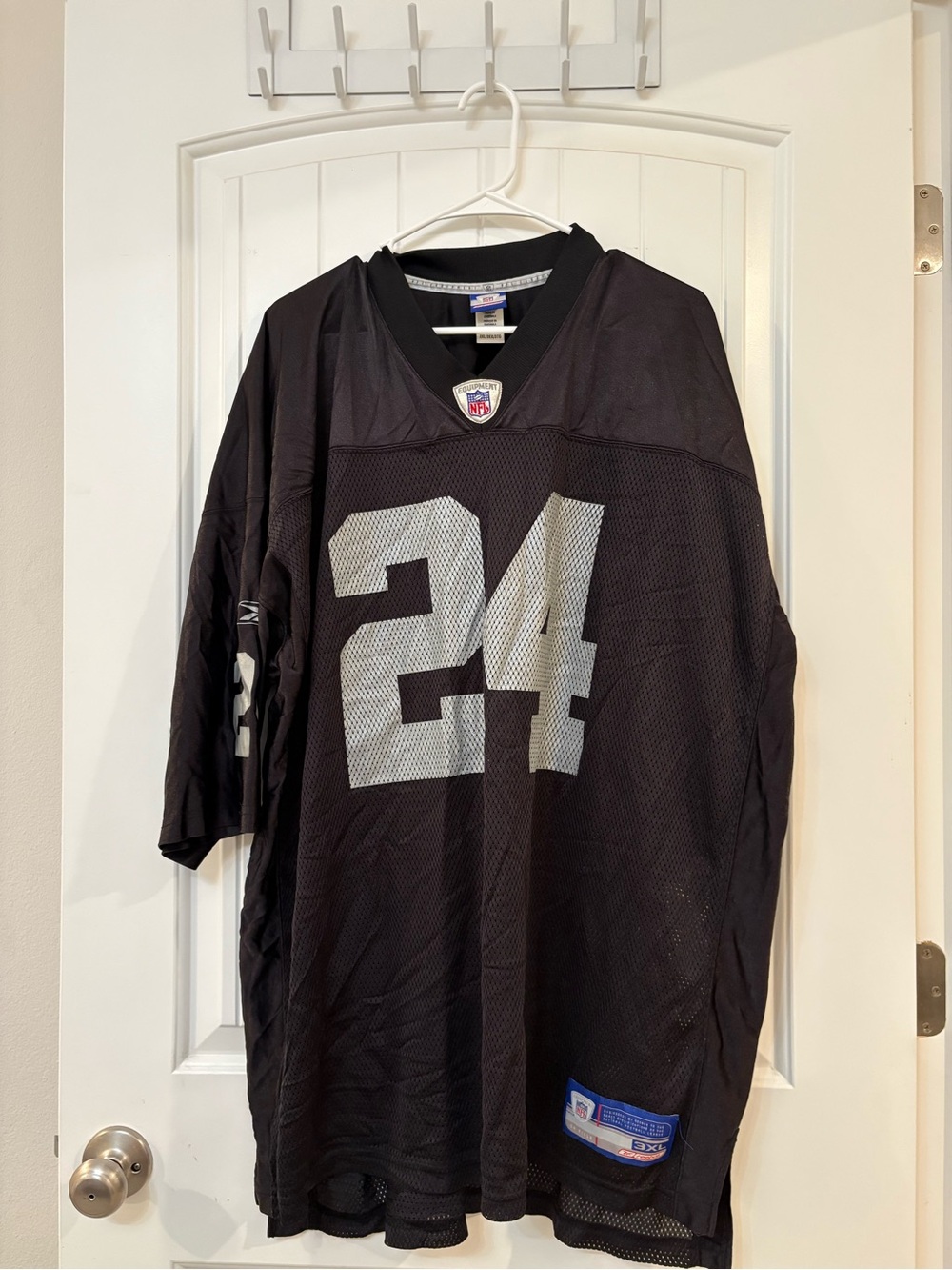 Reebok Black Mesh Football Jersey with Silver 24